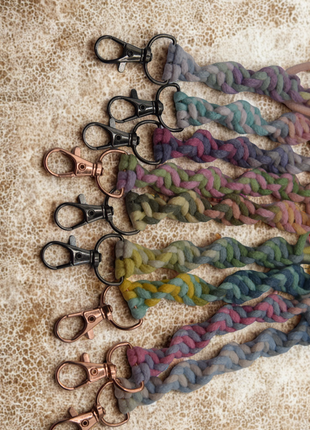 Handcrafted Multicolour Macramé Wristlet & Keyring – 3mm Polyester Rope | Twist, Standard & Wristlet Styles | Custom Colour Combinations